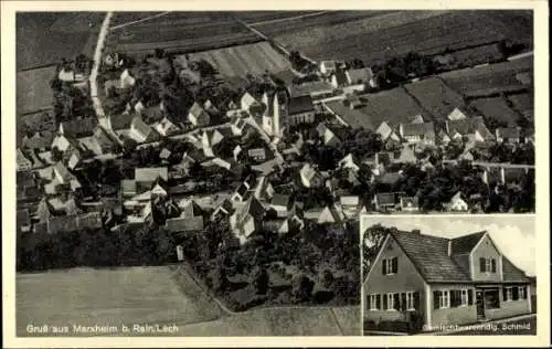 Ak Marxheim in Schwaben Bayern, Luftaufnahme von Marxheim, Häuser, Kirche, ländliche Umgebung