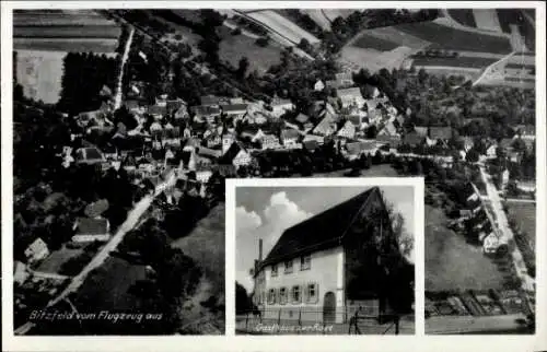 Ak Oehringen Öhringen im Hohenlohekreis Württemberg, Gasthaus zur Rose, Fliegeraufnahme