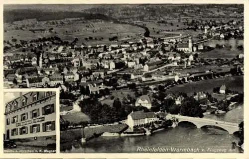 Ak Rheinfelden in Baden, Warmbach, Fliegeraufnahme, Gasth. z. Hirschen