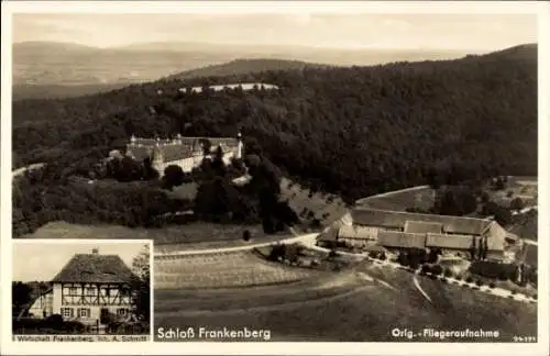 Ak Weigenheim in Mittelfranken, Schloss Frankenberg, Fliegeraufnahme, Wirtschaft Frankenberg