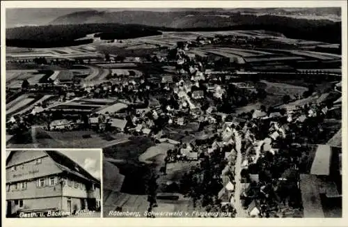 Ak Rötenberg Aichhalden im Schwarzwald, Luftaufnahme, Häuser, Bäckerei, Gasthaus, Schwarzwald