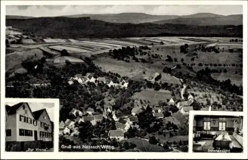 Ak Nassach Spiegelberg in Württemberg, Fliegeraufnahme, Gasthaus Zur Krone, Innenansicht