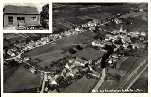 Ak Unterhausen Oberhausen (bei Neuburg/Donau) Oberbayern, Luftaufnahme, Dorfansicht, Häuser, klei