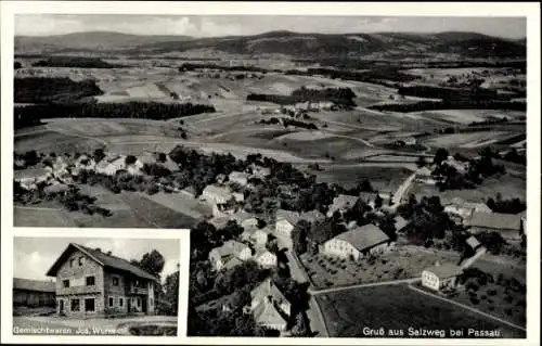 Ak Straßkirchen (bei Passau) Salzweg in Niederbayern, Landschaftsaufnahme, Wohngebäude, Grußbotsc