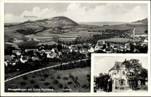 Ak Wissgoldingen Wißgoldingen Waldstetten Ostalbkreis Württemberg, Luftbild mit Ruine Rechberg, G