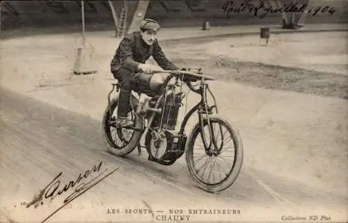 Ak Radrennsport, Trainer Chauny auf Motorrad