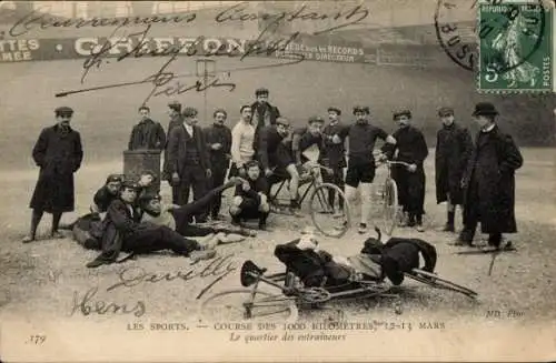 Ak Radrennsport, 1000-Kilometer-Rennen, Quartier der Trainer, Radrennbahn
