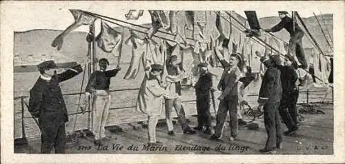 Mini CPA La Vie du Marin, Etendage du linge