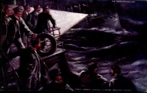 Künstler Ak Russisches Kriegsschiff, Matrosen