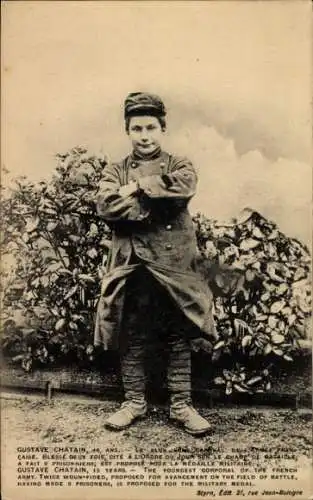 Ak Französischer Soldat Gustave Chatain, Kindersoldat