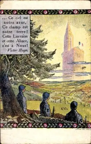 Künstler Ak Hansi, Französische Soldaten, Zitat von Victor Hugo