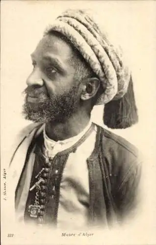 Ak Algier Alger Algerien, Portrait eines Mauren