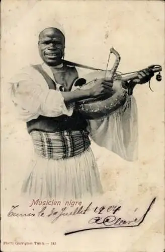 Ak afrikanischer Musiker mit Streichinstrument