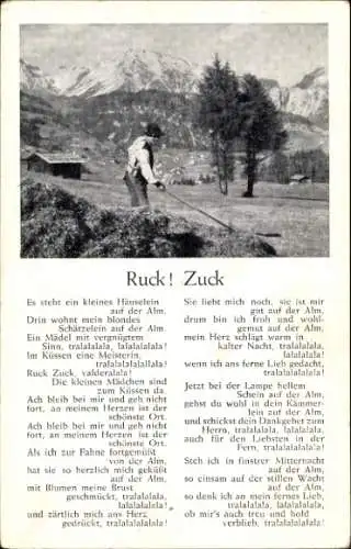 Lied Ak Ruck! Zuck! Es steht ein kleines Häuselein auf der Alm