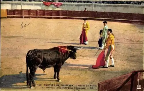 Ak Stierkampf, Course de Taureaux, Arènes de Nimes