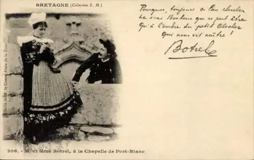 Ak Théodore Botrel mit Frau, Bretonische Tracht