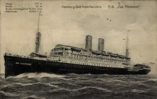 Ak Dampfer Cap Finisterre, HSDG