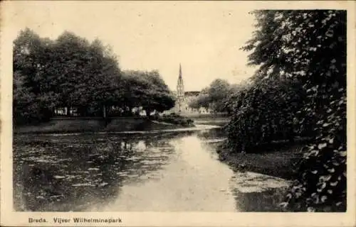 Ak Breda Nordbrabant Niederlande, Vijver Wilhelminapark