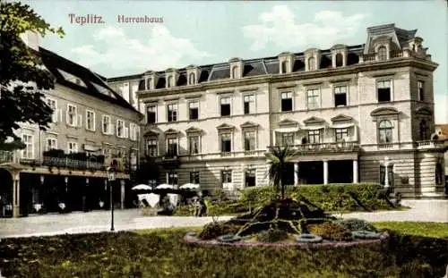 Ak Teplice Šanov Teplitz Schönau Region Aussig, Herrenhaus, historische Architektur, Gartenanl...
