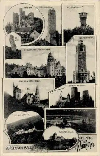 Ak Meinhard Hessen, Schloss Wolfsbrunnen, Hanstein, Schloss Rothestein, Fürstenstein