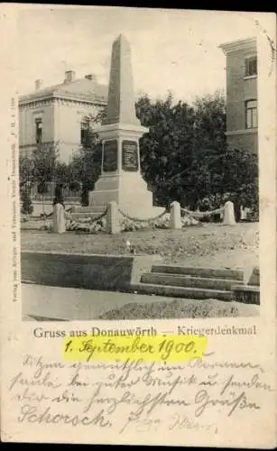 Ak Donauwörth in Schwaben Bayern, Kriegerdenkmal
