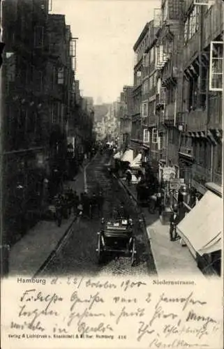 Ak Hamburg Mitte Neustadt, Dammtor, Niedernstraße, Straßenansicht, 1900, Postkarte, Grüße