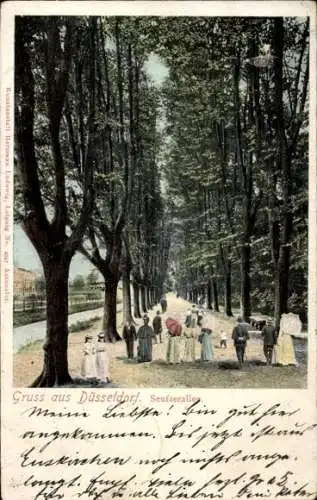 Ak Düsseldorf am Rhein, Gruss aus  Seufzerallee, Spaziergang, ...