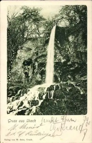 Ak Bad Urach in der Schwäbischen Alb Württemberg, Wasserfall, Naturansicht, Postkarte von W. B...