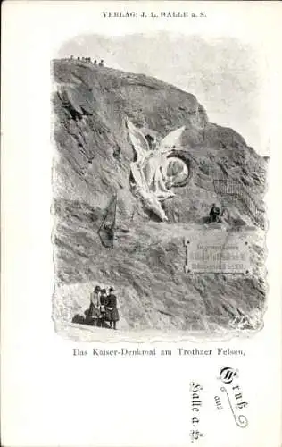 Ak Halle an der Saale, Kaiserdenkmal am Trothaer Felsen