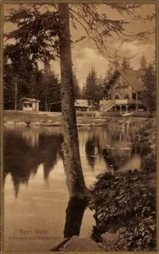 Ak Bayerisch Eisenstein in Niederbayern, Arbersee mit Restaurant