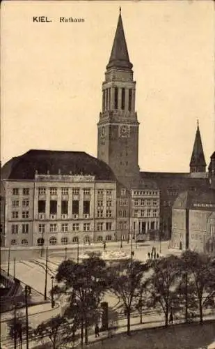 Ak Kiel, Rathaus mit Turm, Stadtansicht, Park, historische Gebäude