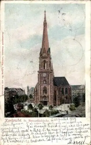Ak Karlsruhe in Baden, St. Bernarduskirche