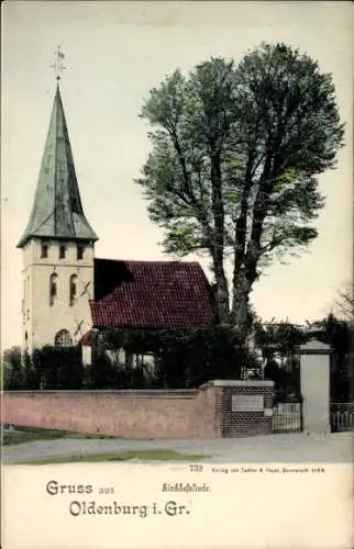 Ak Oldenburg im Großherzogtum Oldenburg, Kirche, Kirchhoflinde