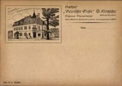 Ak Dresden Klotzsche, Gasthof Deutsche Eiche