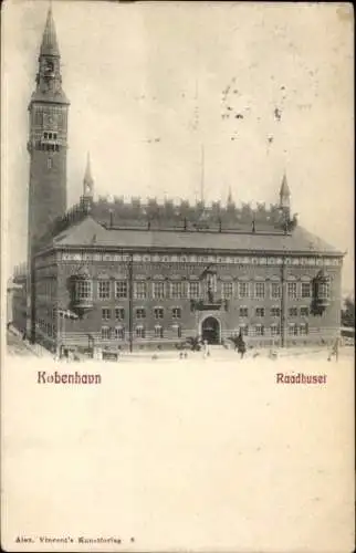 Ak København Kopenhagen Dänemark, Kobenhavn, Raadhuset, beeindruckendes Gebäude mit Uhrturm