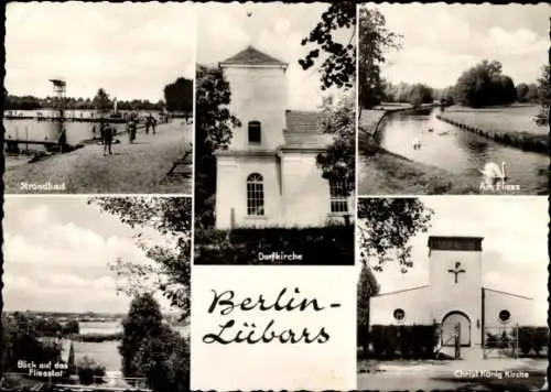 Ak Berlin Reinickendorf Lübars, Dorfkirche, Fliesstal, Christ König Kirche, Bad