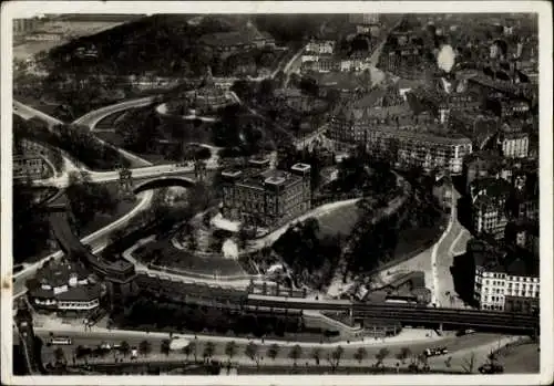 Ak Hamburg Mitte St. Pauli, Seewarte, Bismarck-Denkmal, Fliegeraufnahme