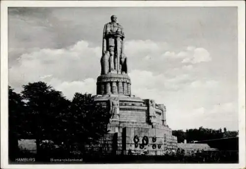 Ak Hamburg St. Pauli, Blick zum Bismarckdenkmal