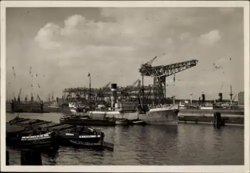 Ak Hamburger Hafen, Werftanlagen, Dampffrachtschiff City of Bombay, Ellerman Lines