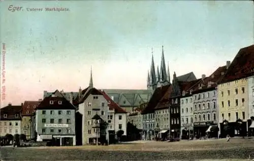 Ak Cheb Eger Region Karlsbad, Unterer Marktplatz