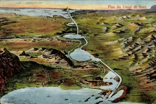 Ak Suez Ägypten, Plan du Canal de Suez
