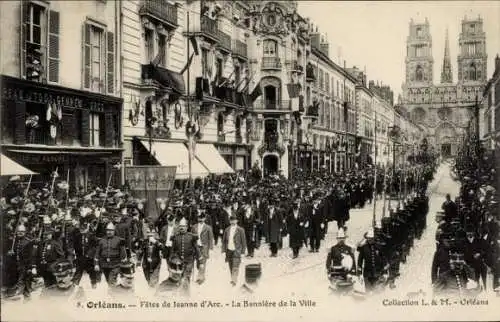 Ak Orléans Loiret, Feste von Jeanne d'Arc, festliche Umzüge, Stadtbanner,  Szenerie