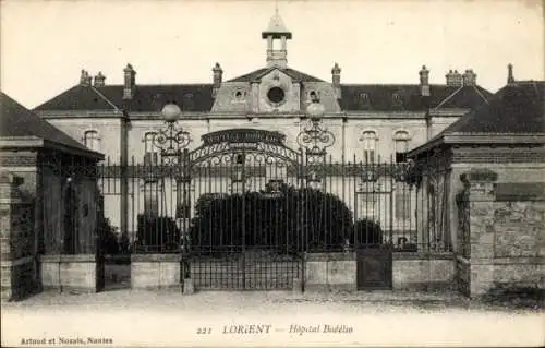 Ak Lorient Morbihan, Hôpital Bodélio, Eingangstor,  Architektur
