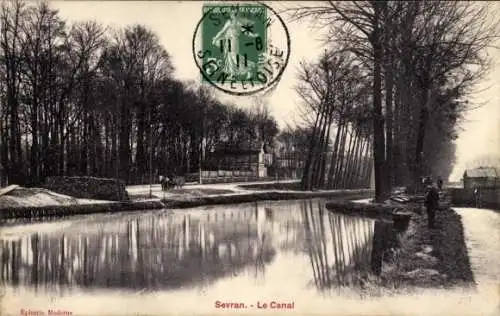 Ak Sevran Livry Seine-Saint-Denis, Sevran Le Canal, Epicerie Moderne, ruhige Landschaft, Kanal, B