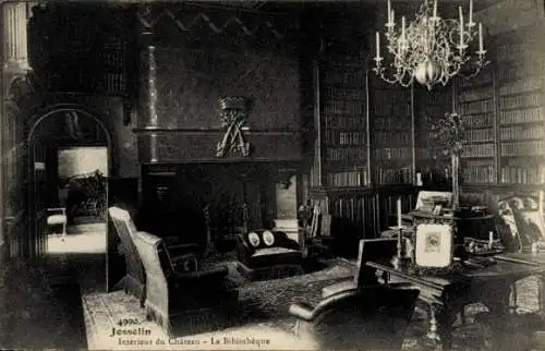 Ak Josselin Morbihan, Schloss, Innenansicht, Bibliothek