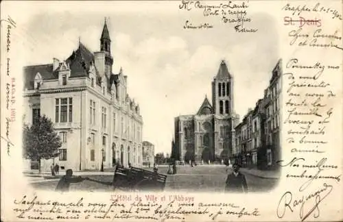 Ak Saint Denis Seine Saint Denis, L'Hôtel de Ville et l'Abbaye