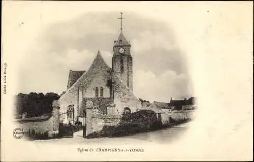 Ak Champigny sur Yonne, Kirche, Turmuhr