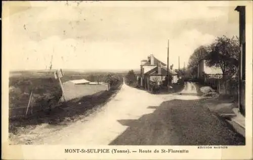 Ak Mont Saint Sulpice Yonne, Route de Saint Florentin