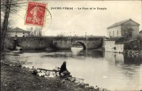 Ak Couhé Vérac Vienne, Brücke, Temple