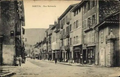 Ak Nantua Ain,  Rue Nationale, Stadtansicht,  Gebäude